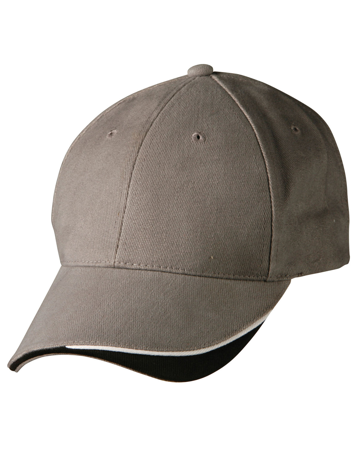 Triple Sandwich Peak Cap - Grey/White/Black - Front
