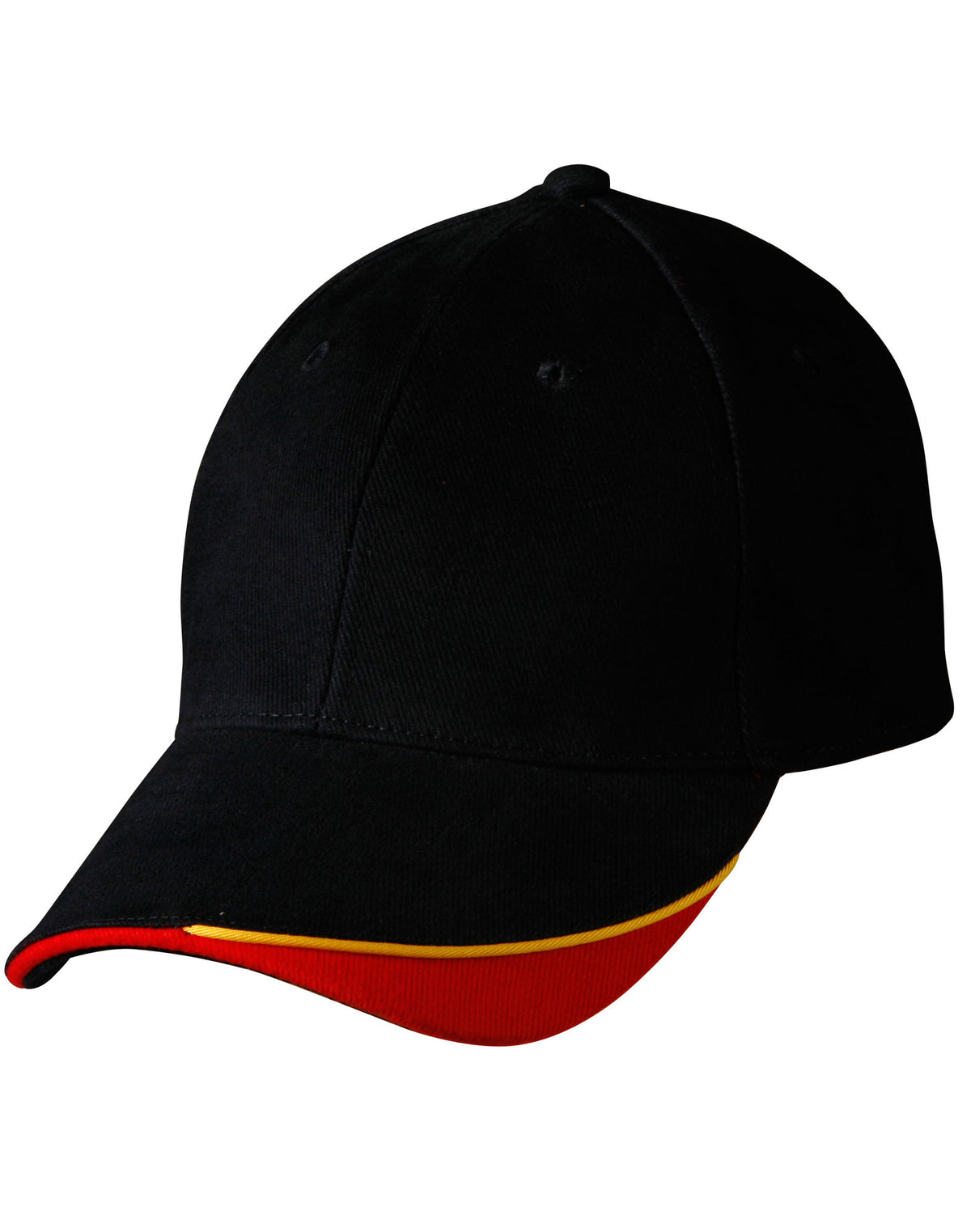 Triple Sandwich Peak Cap - Navy/Gold/Red - Front