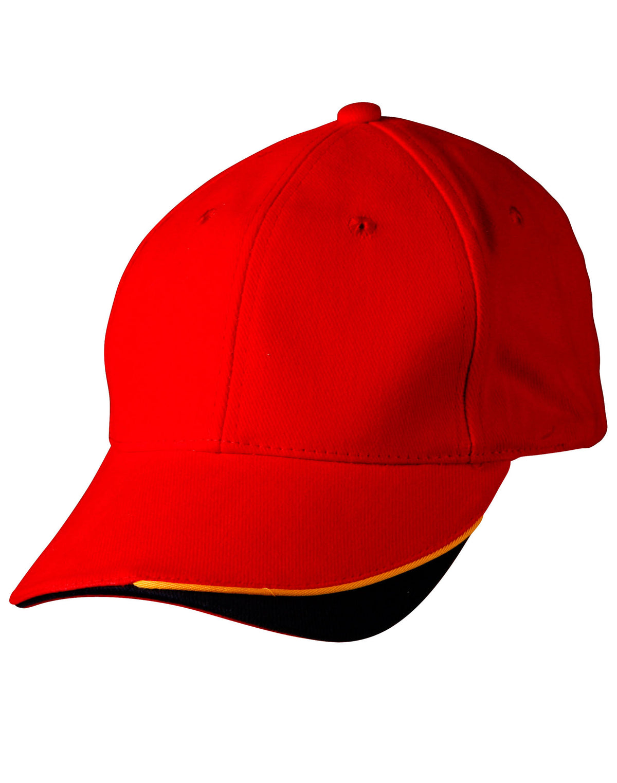 Triple Sandwich Peak Cap - Red/Gold/Navy - Front