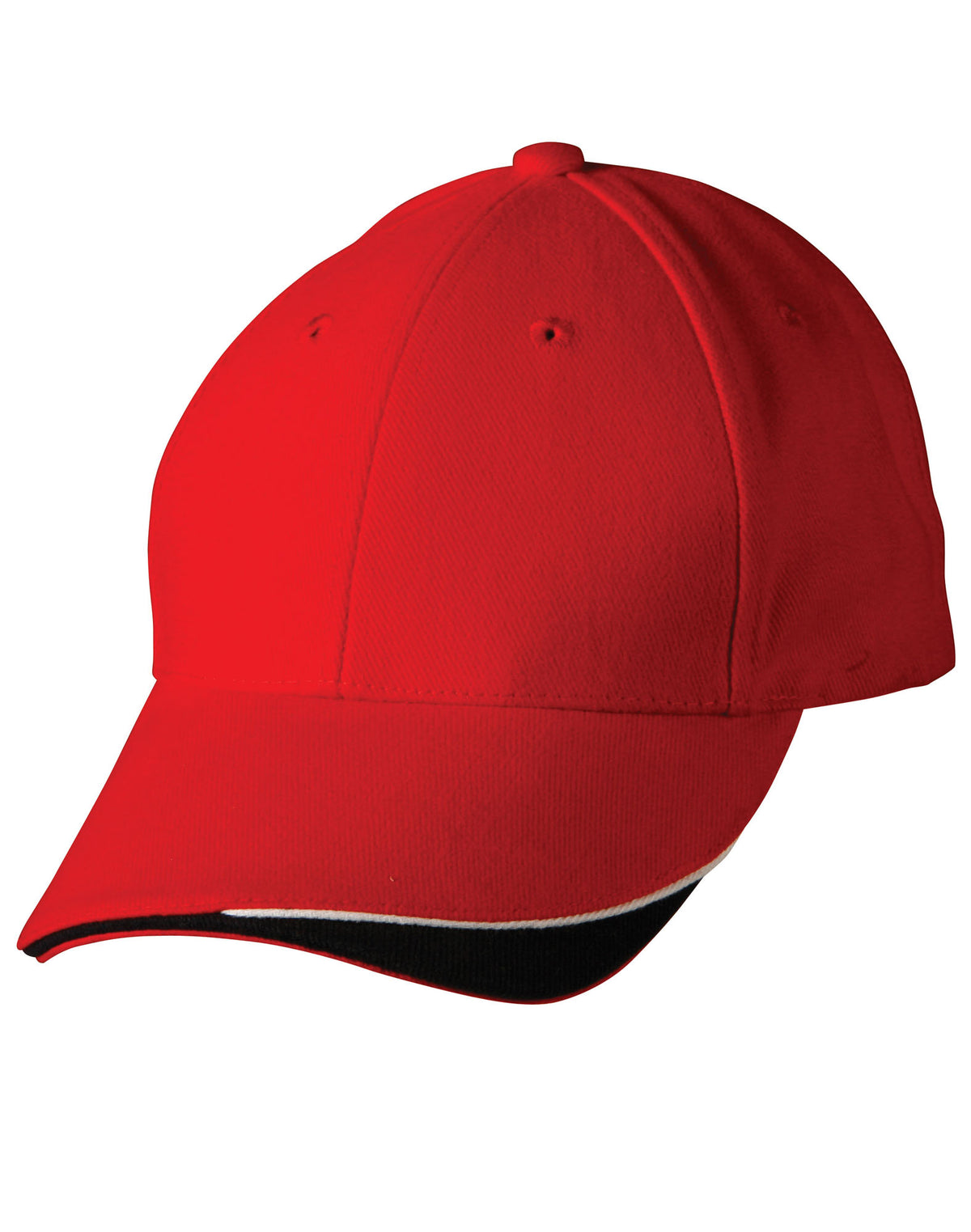 Triple Sandwich Peak Cap - Red/White/Navy - Front