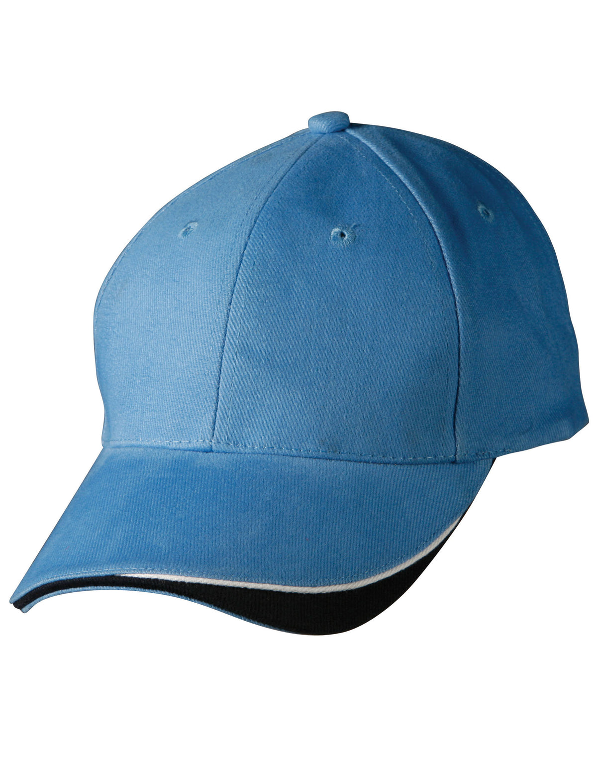 Triple Sandwich Peak Cap - Skyblue/White/Navy - Front