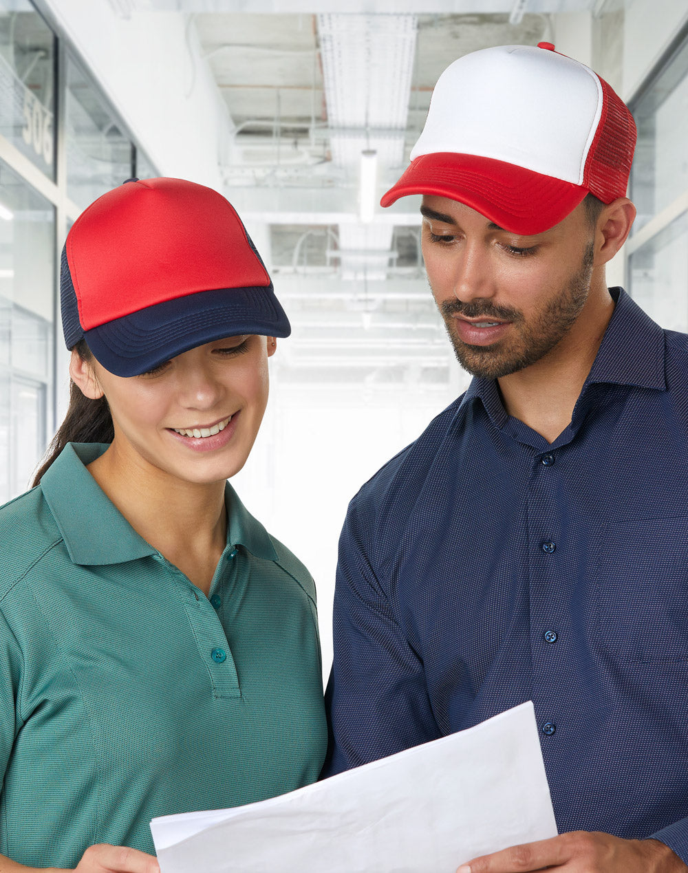 Contrast Trucker Cap - White/Red - View