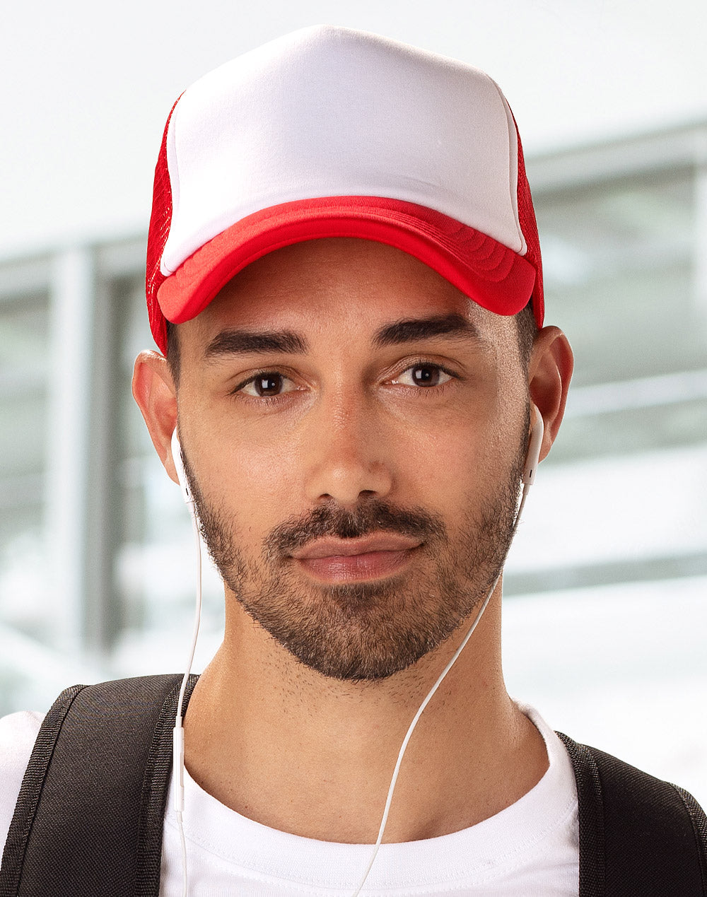Contrast Trucker Cap - White/Red - View