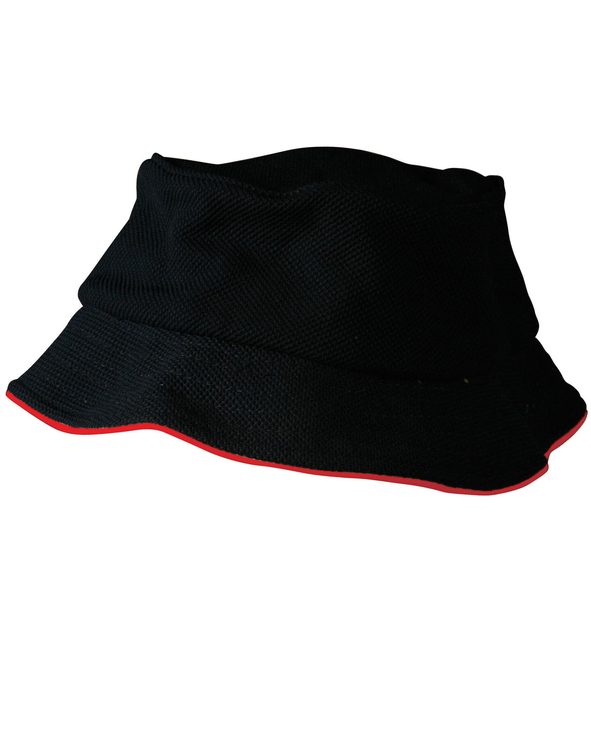 Pique Mesh With Sandwich Bucket Hat - Black/Red - Front