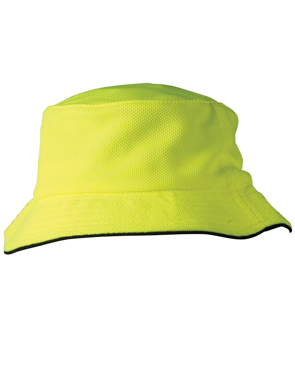 Pique Mesh With Sandwich Bucket Hat - FluoroYellow/Navy - Front