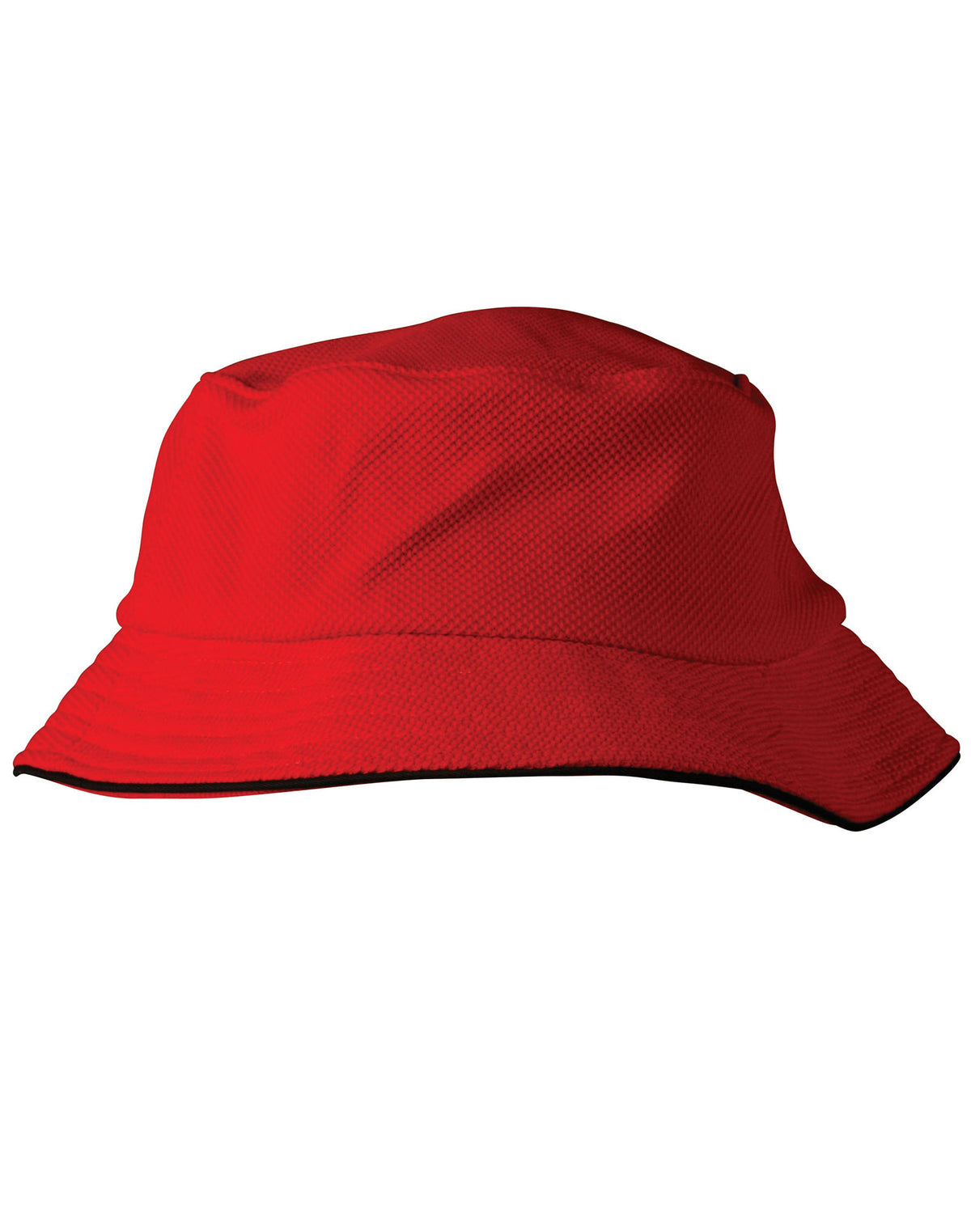 Pique Mesh With Sandwich Bucket Hat - Red/Black - Front