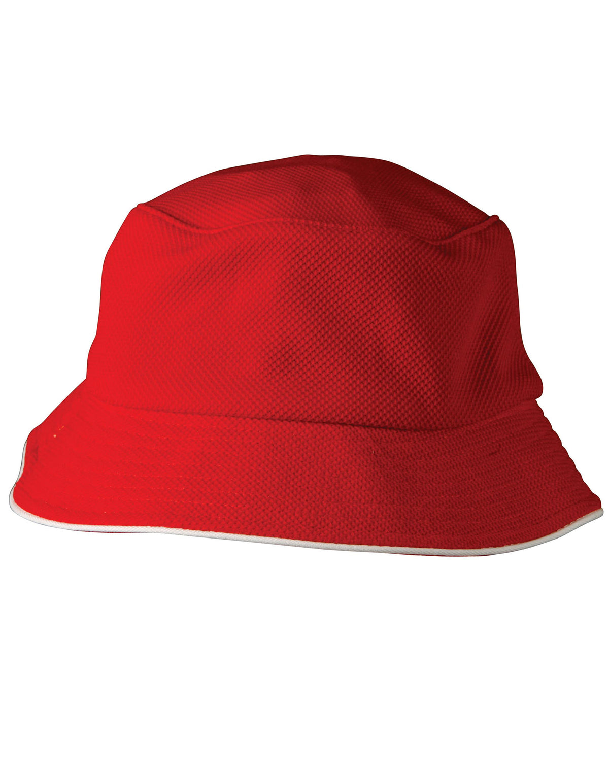 Pique Mesh With Sandwich Bucket Hat - Red/White - Front