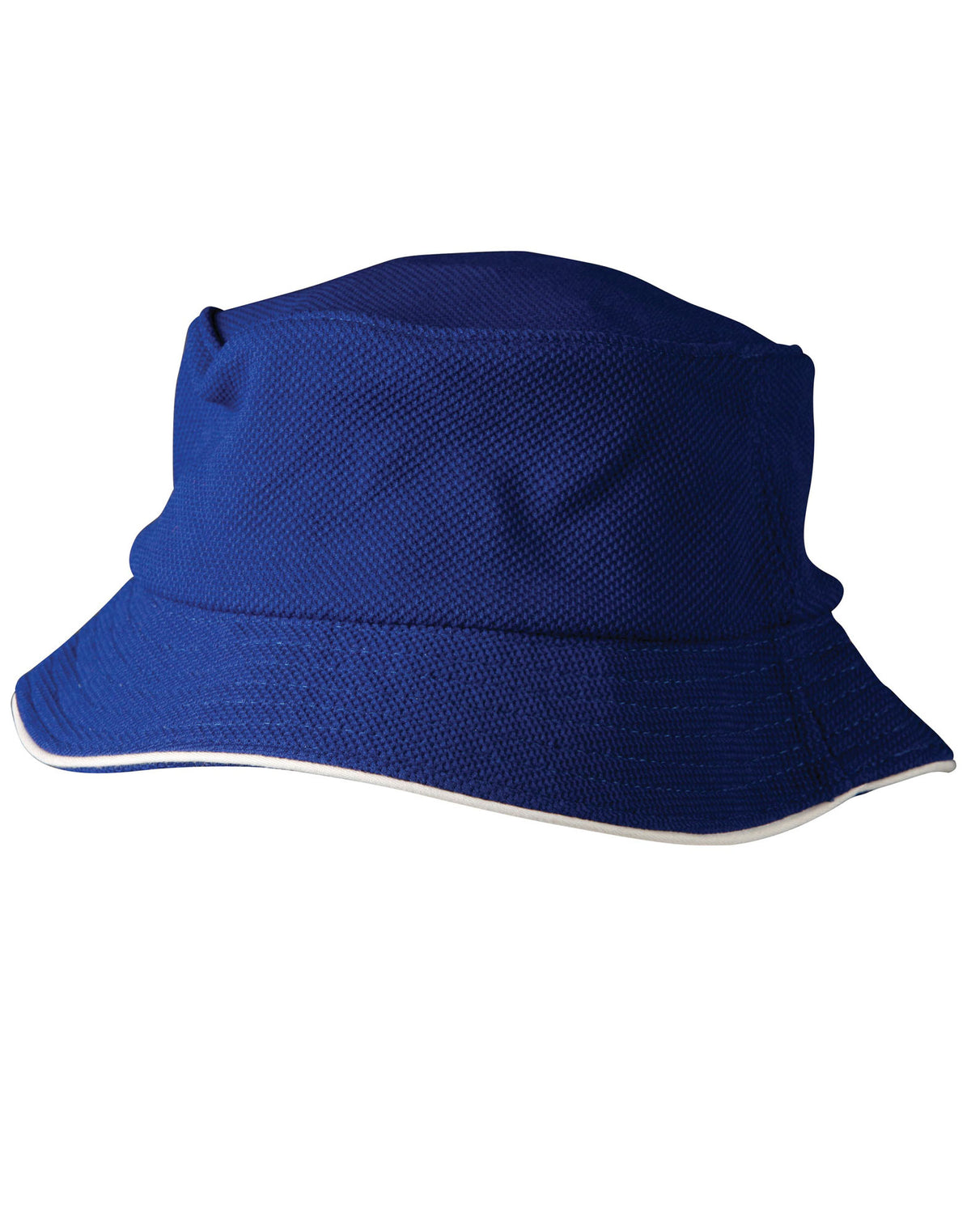 Pique Mesh With Sandwich Bucket Hat - Royal/White - Front