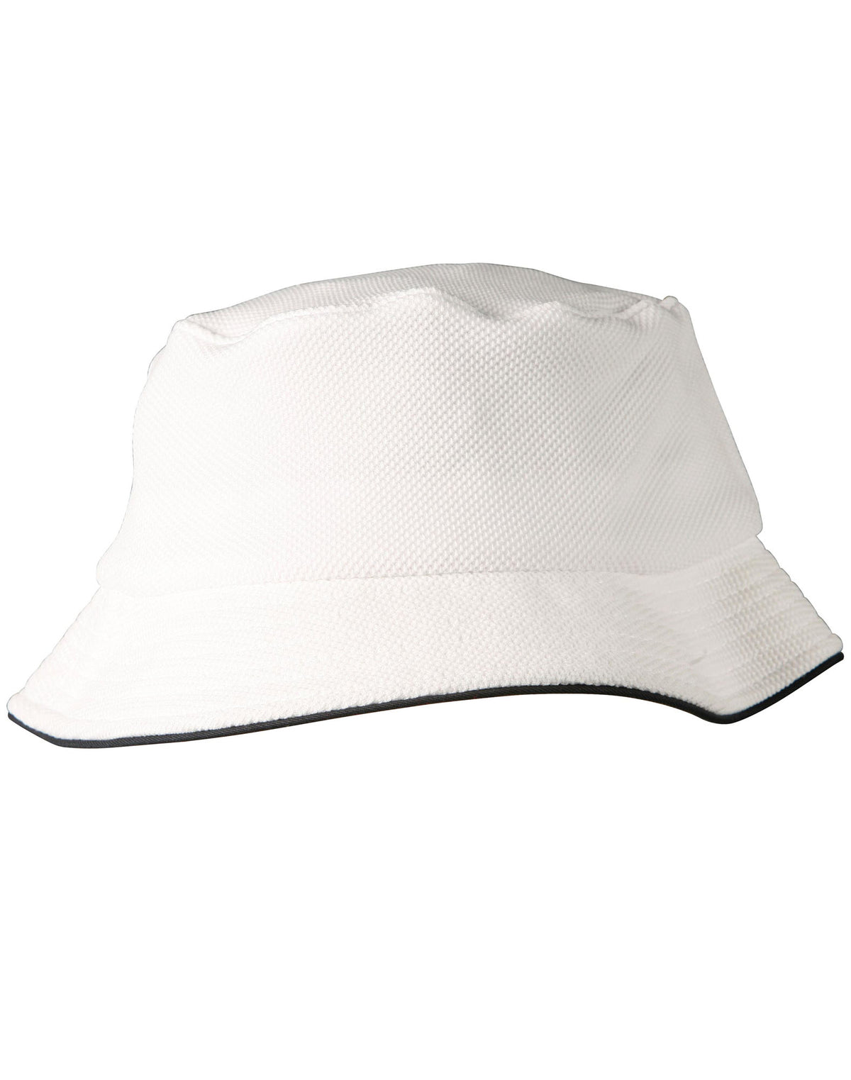 Pique Mesh With Sandwich Bucket Hat - White/Navy - Front