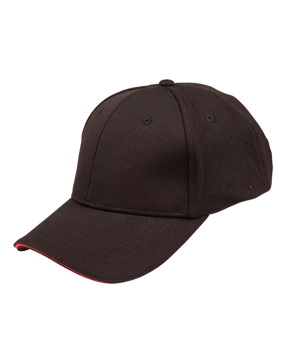 Pique Mesh With Contrast Sandwich - Black/Red - View