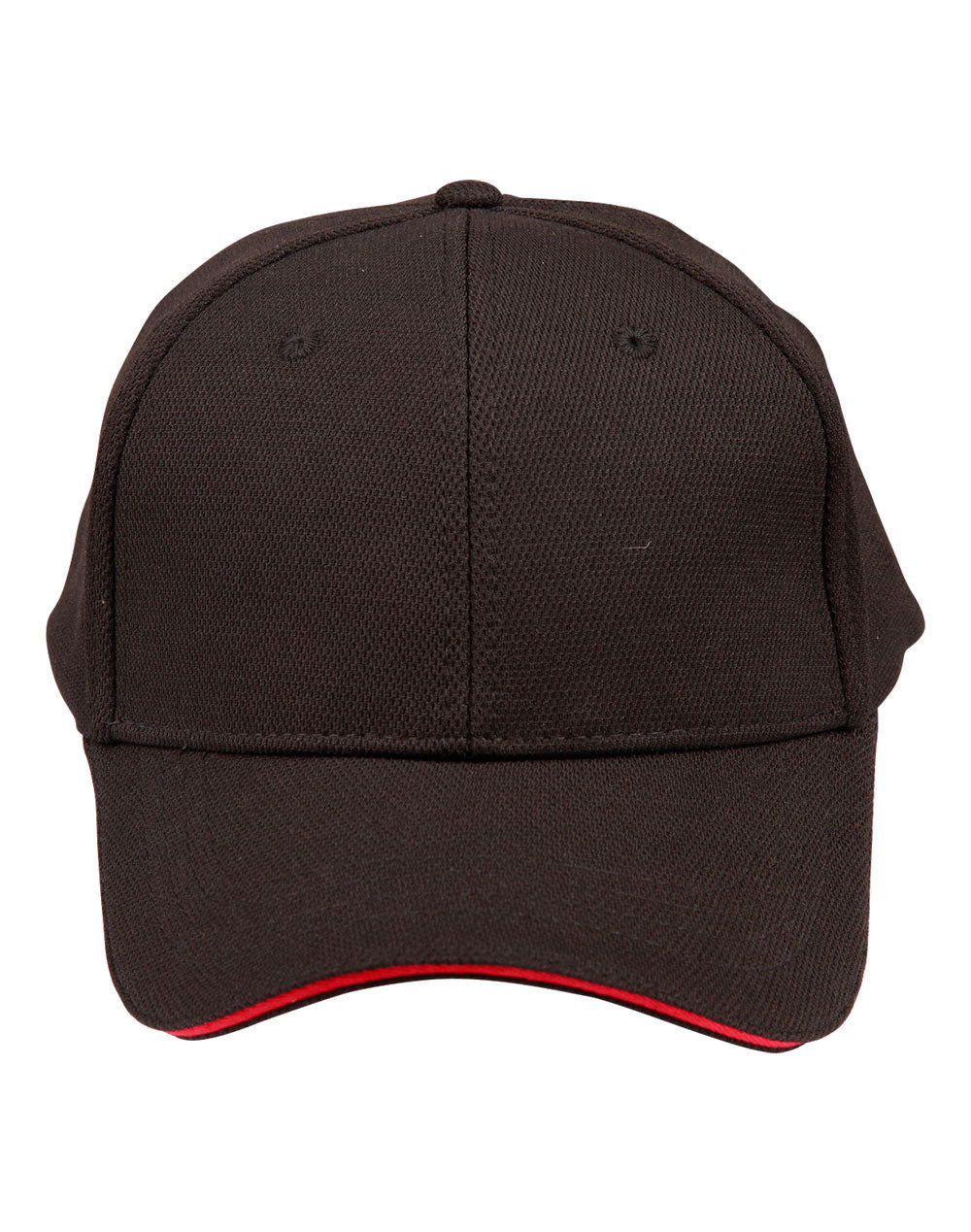 Pique Mesh With Contrast Sandwich - Black/Red - Front