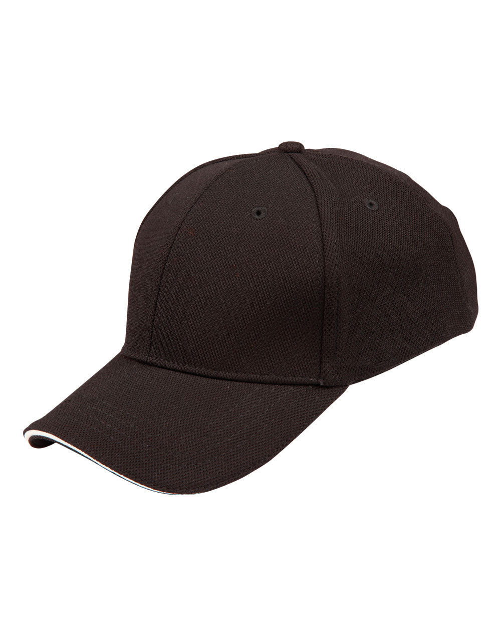 Pique Mesh With Contrast Sandwich - Black/White - View