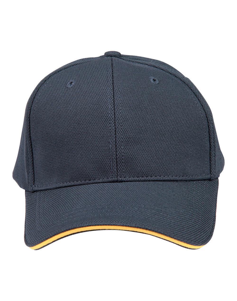 Pique Mesh With Contrast Sandwich - Navy/Gold - Front