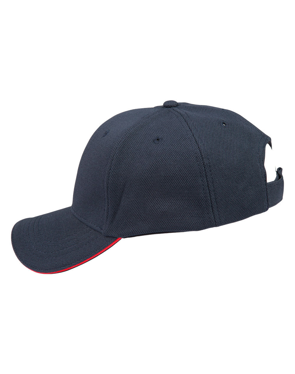 Pique Mesh With Contrast Sandwich - Navy/Red - View