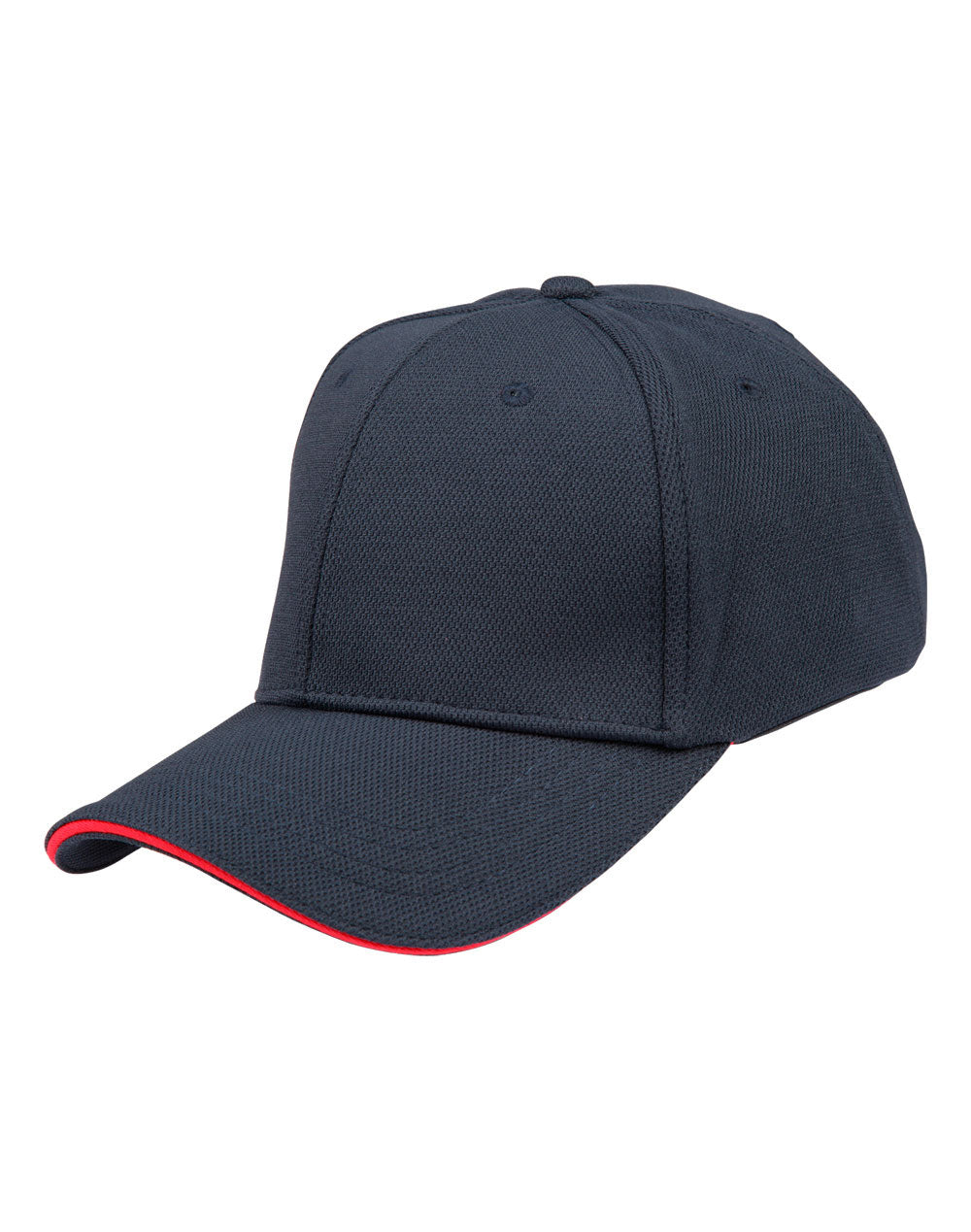 Pique Mesh With Contrast Sandwich - Navy/Red - View