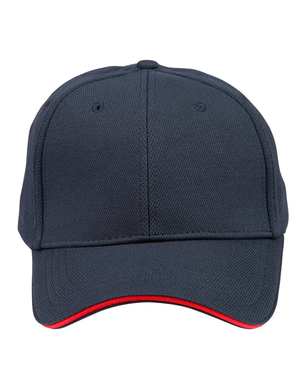Pique Mesh With Contrast Sandwich - Navy/Red - Front