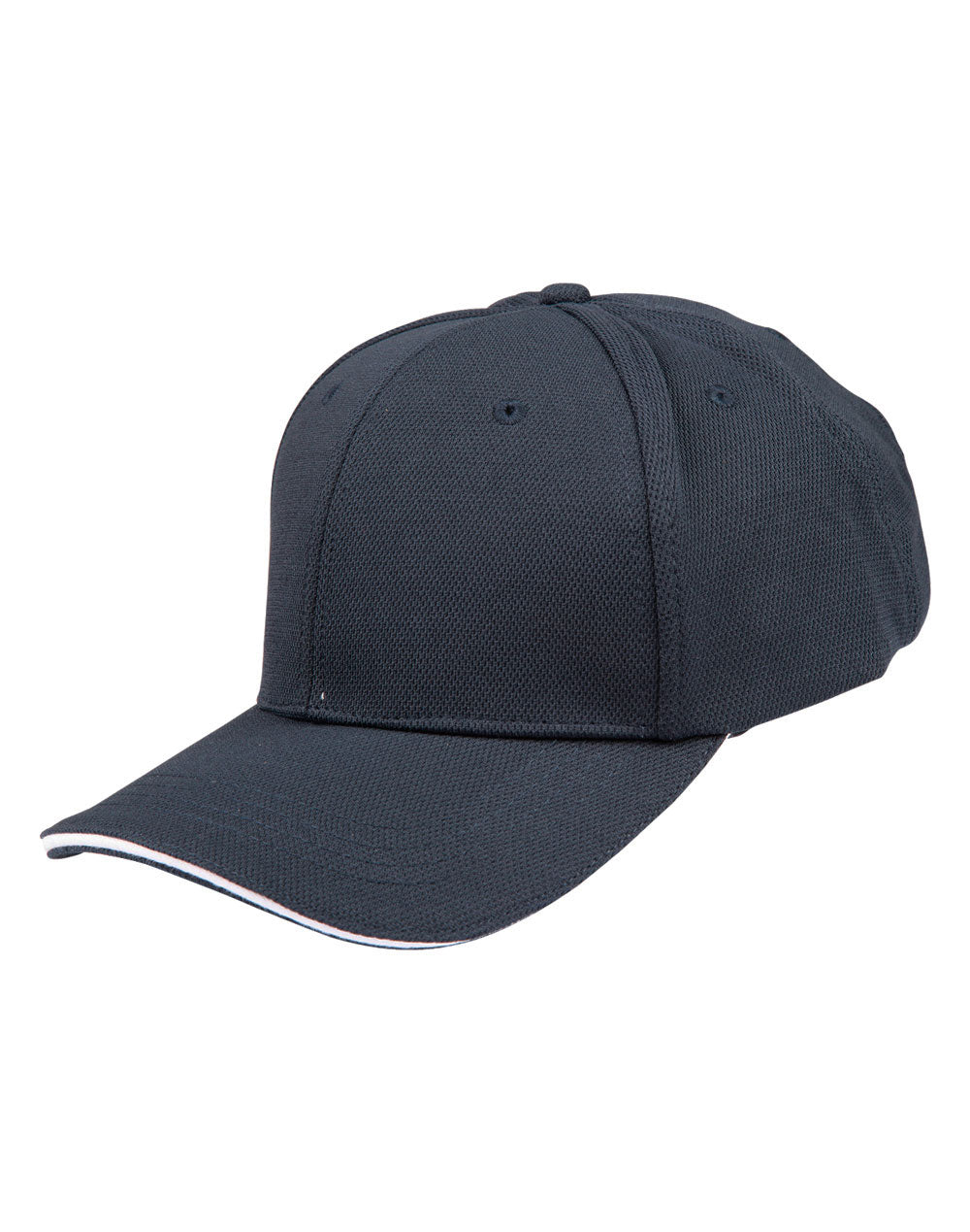 Pique Mesh With Contrast Sandwich - Navy/White - View