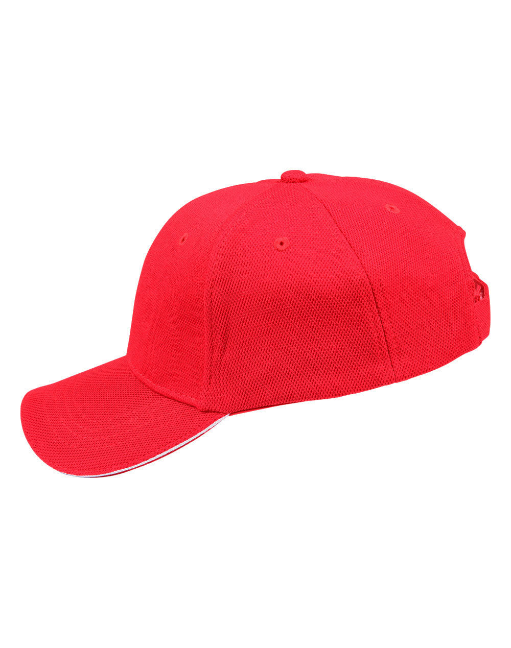 Pique Mesh With Contrast Sandwich - Red/White - View