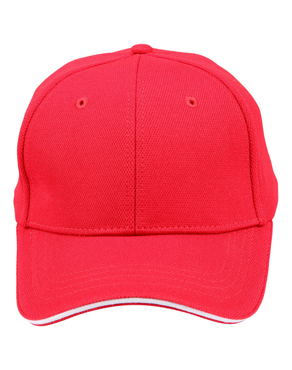 Pique Mesh With Contrast Sandwich - Red/White - Front