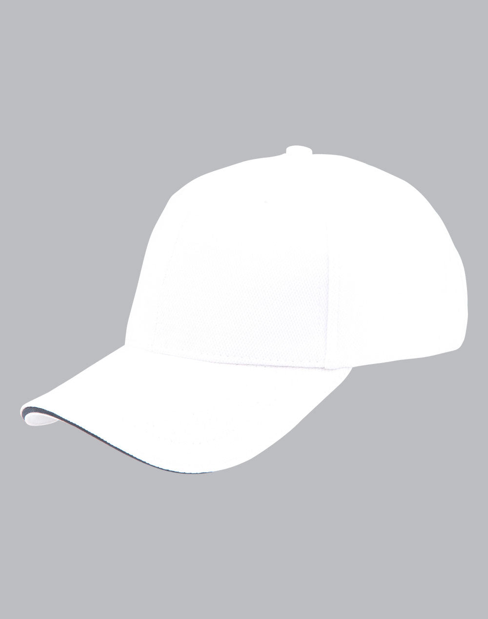 Pique Mesh With Contrast Sandwich - White/Navy - View
