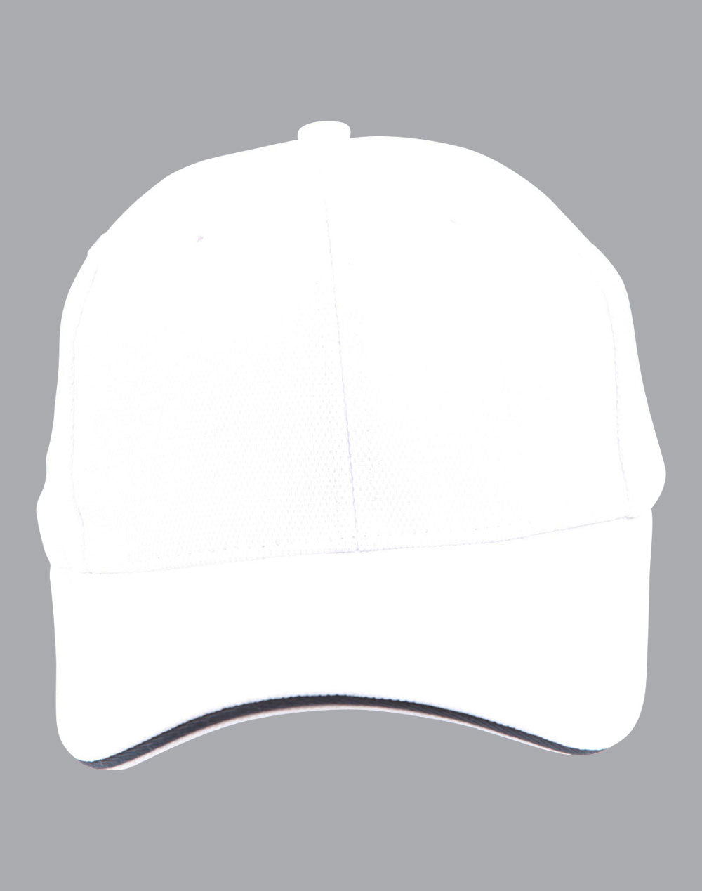 Pique Mesh With Contrast Sandwich - White/Navy - Front