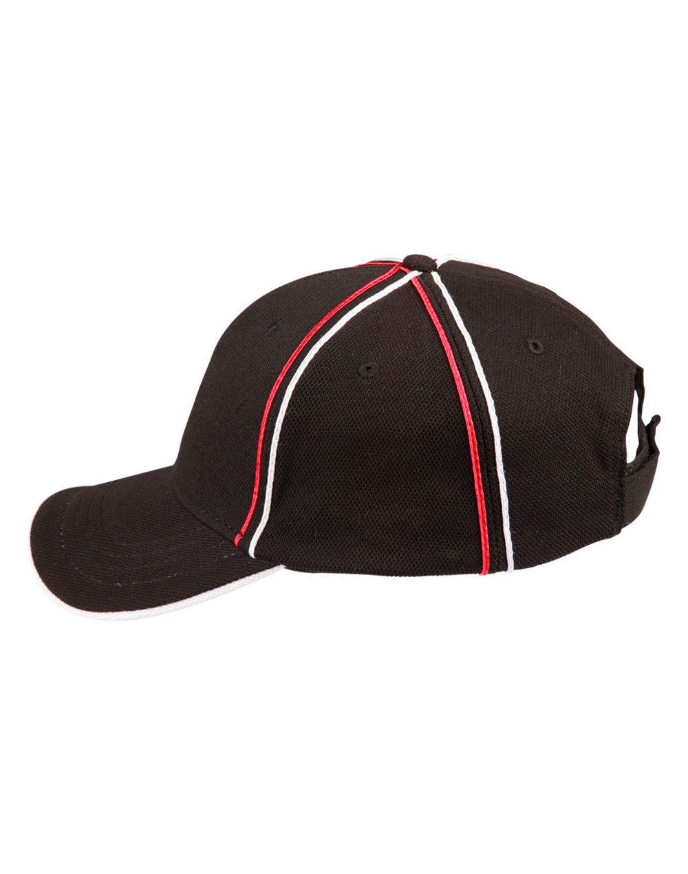 Tri-Colour Pique Mesh Cap - Black/White/Red - View