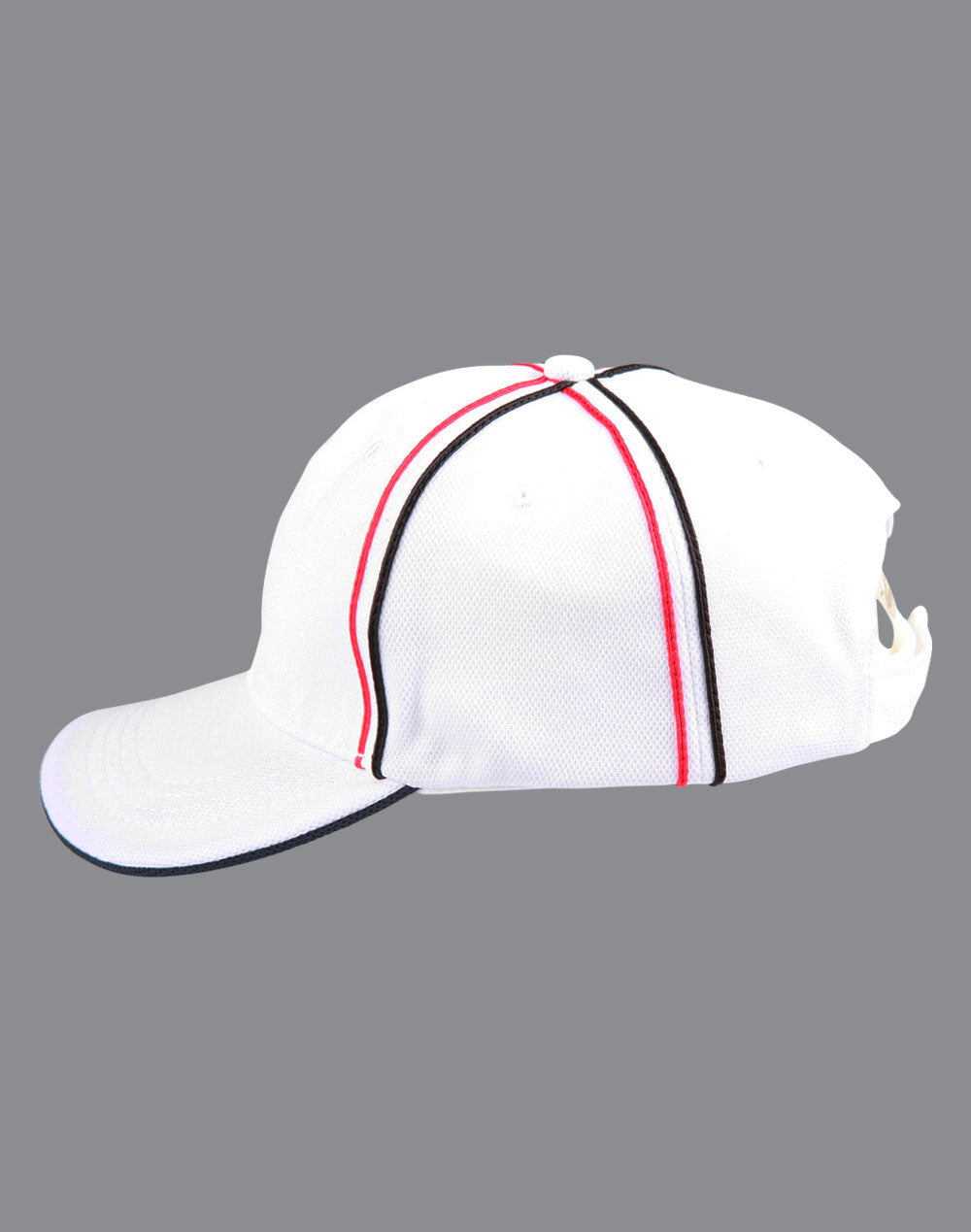 Tri-Colour Pique Mesh Cap - White/Navy/Red - View