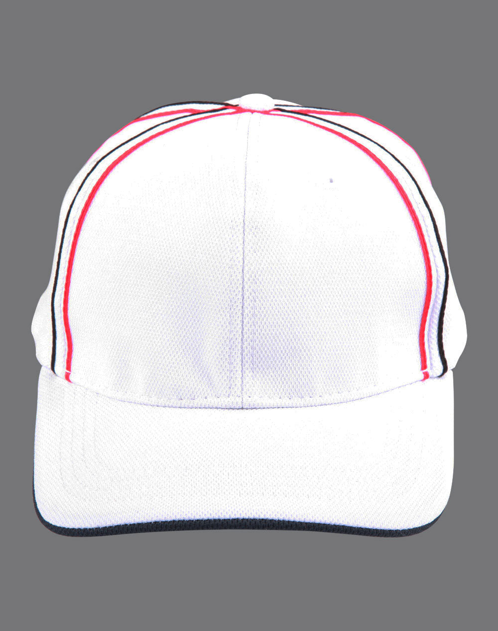 Tri-Colour Pique Mesh Cap - White/Navy/Red - Front