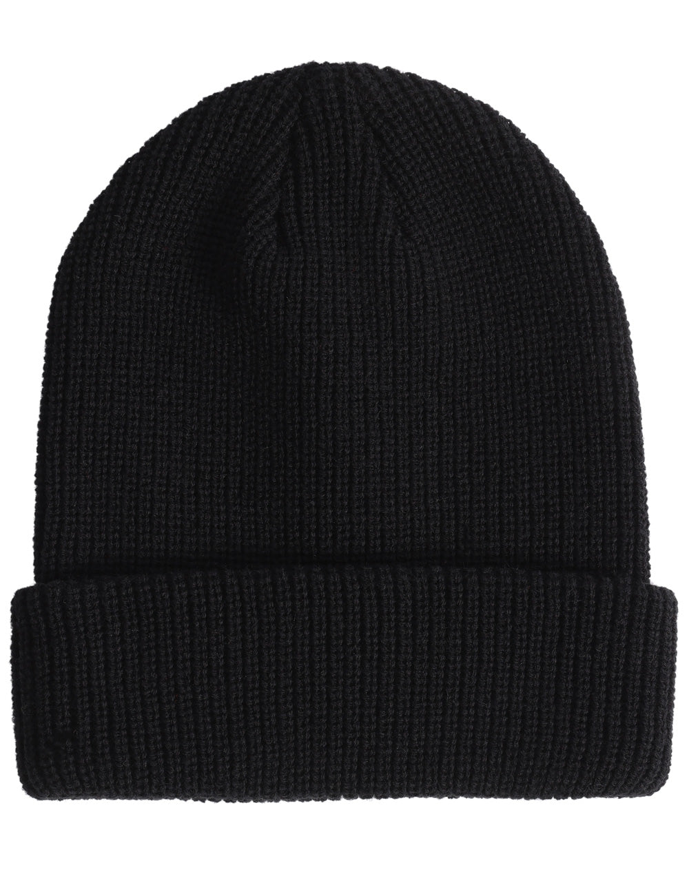 Roll Up Cable Knit Snug Beanie - Black - Front