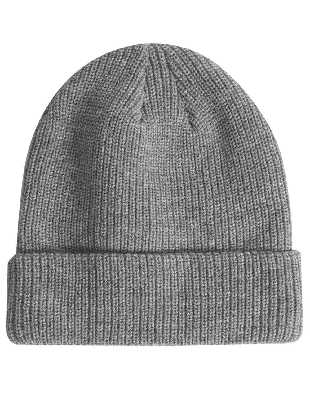 Roll Up Cable Knit Snug Beanie - Marl Grey - Front