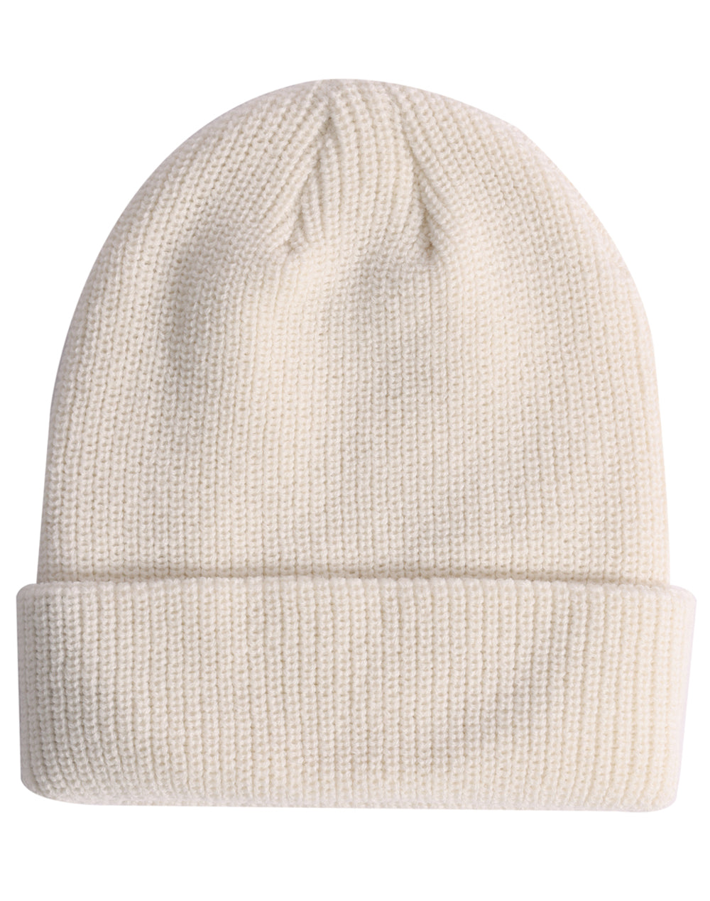 Roll Up Cable Knit Snug Beanie - Natural - Front