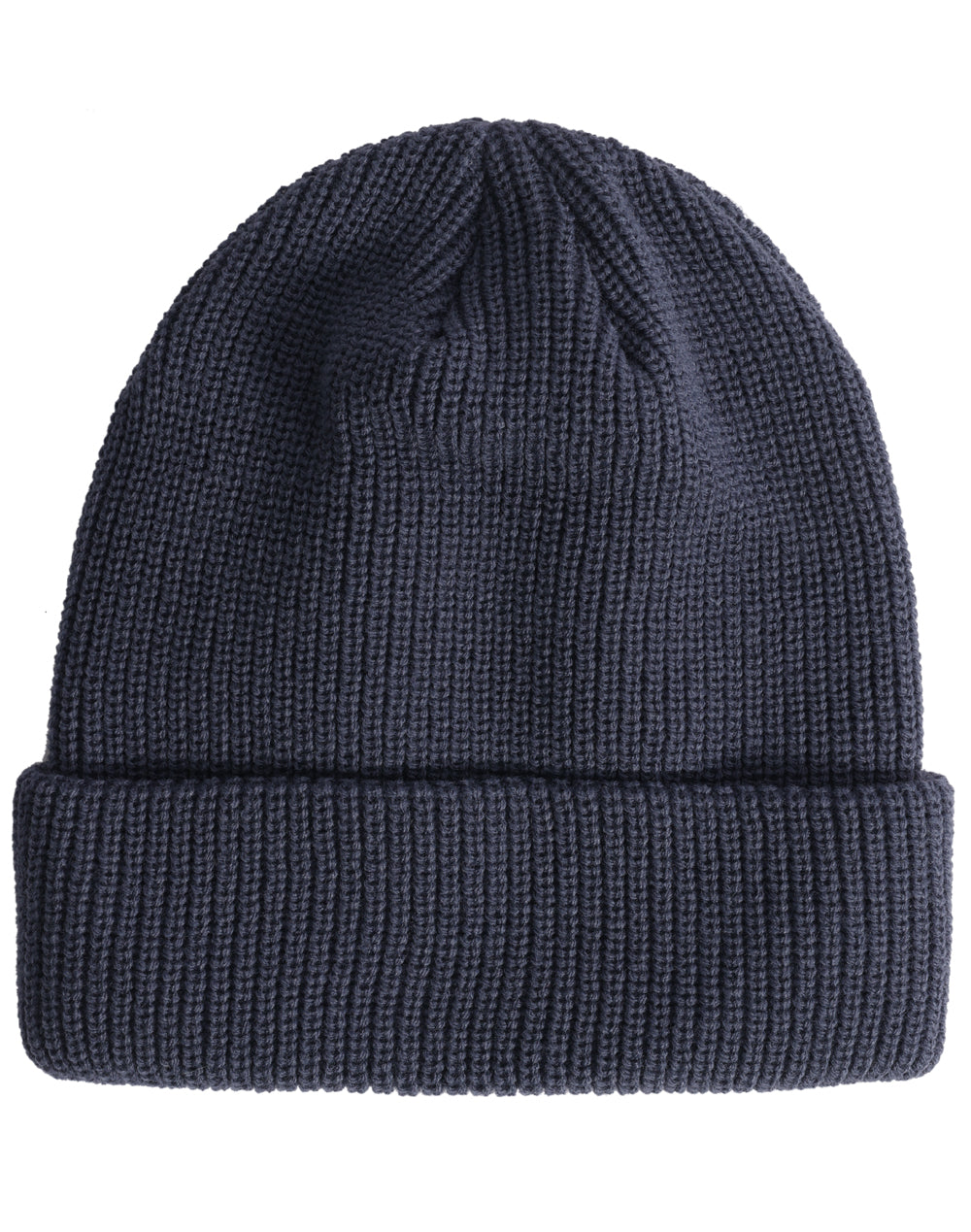 Roll Up Cable Knit Snug Beanie - Slate Blue - Front