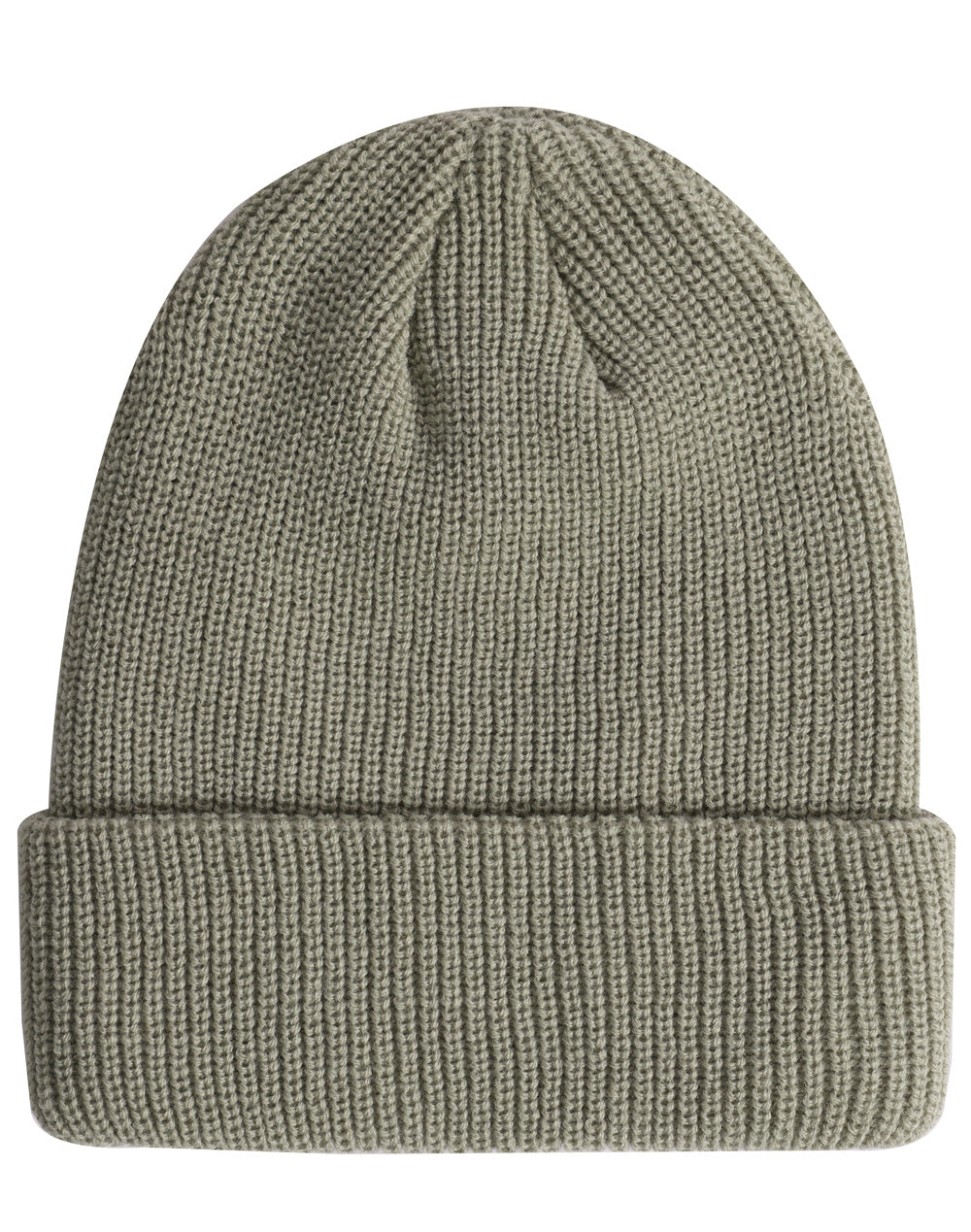 Roll Up Cable Knit Snug Beanie - Smoke Sage - Front