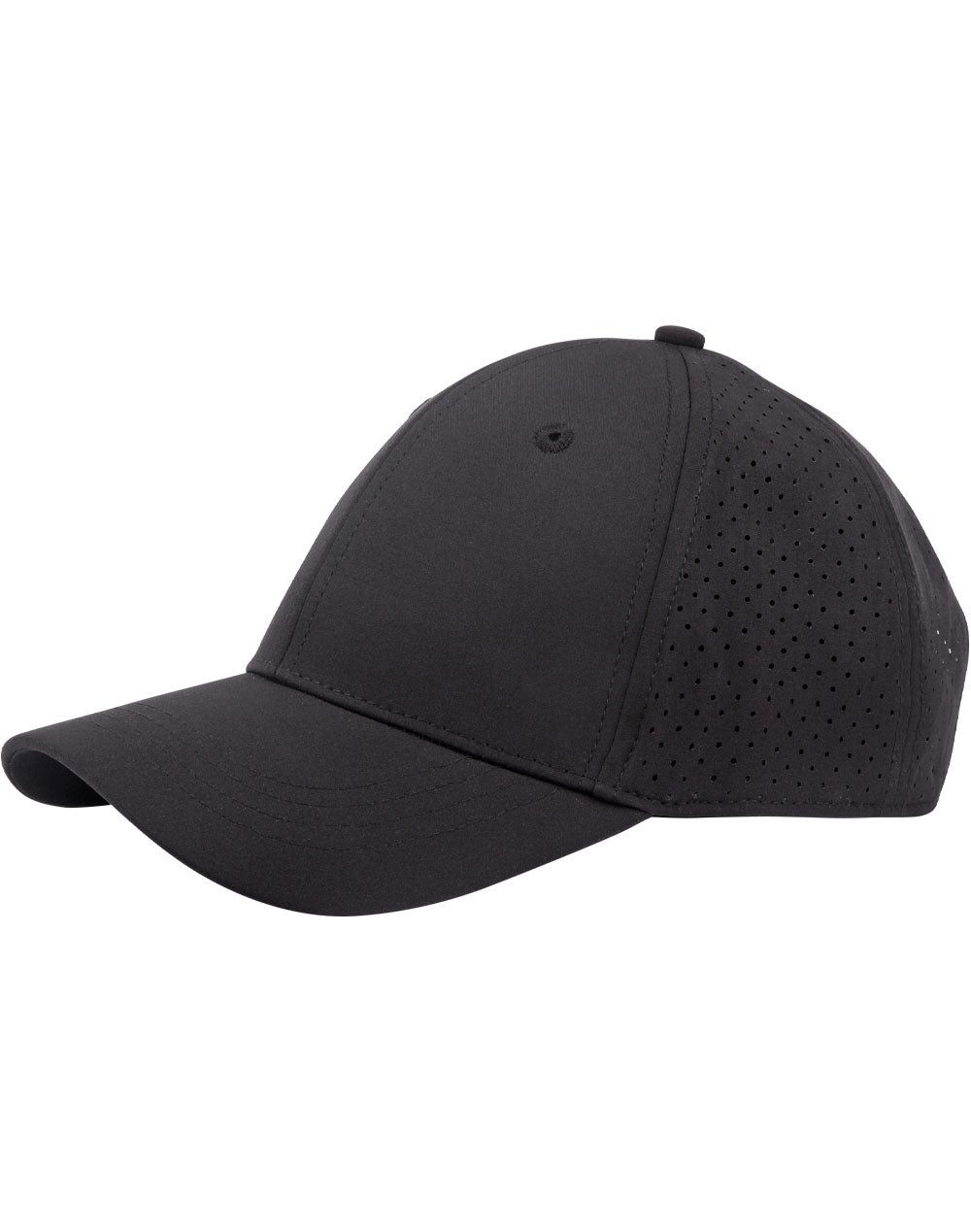 Four Way Stretch Laser Cut Runner’s Cap - Black - View