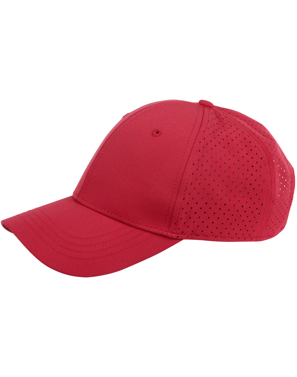 Four Way Stretch Laser Cut Runner’s Cap - Red - View