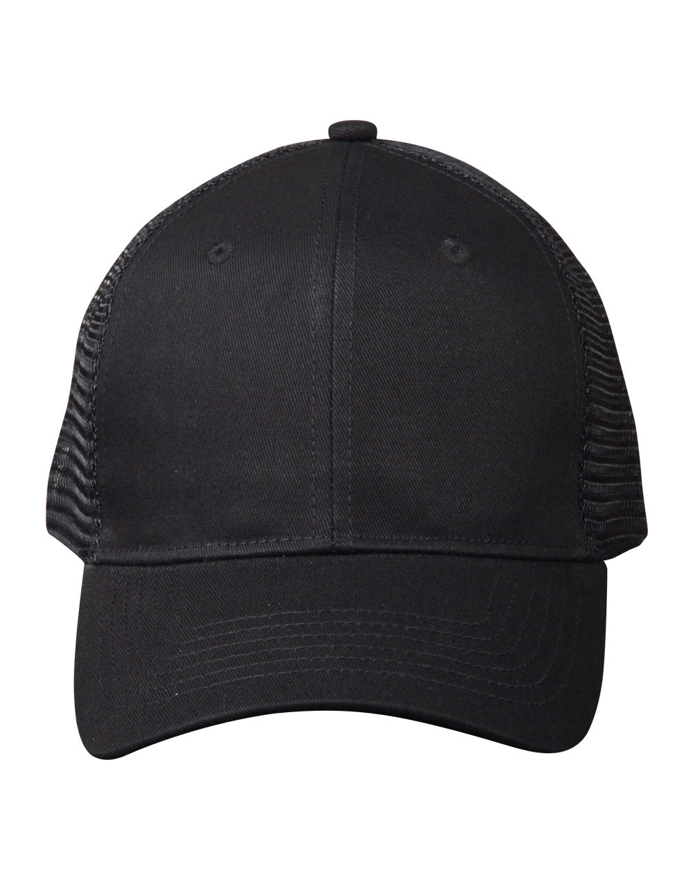 Premium Cotton Trucker Cap - Black/Black - Front