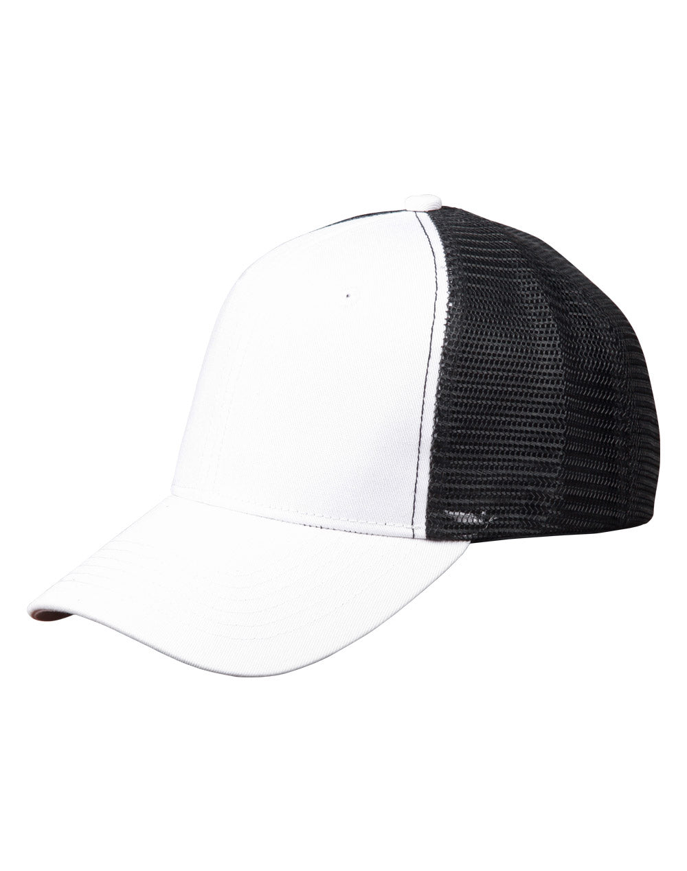 Premium Cotton Trucker Cap - White/Black - View