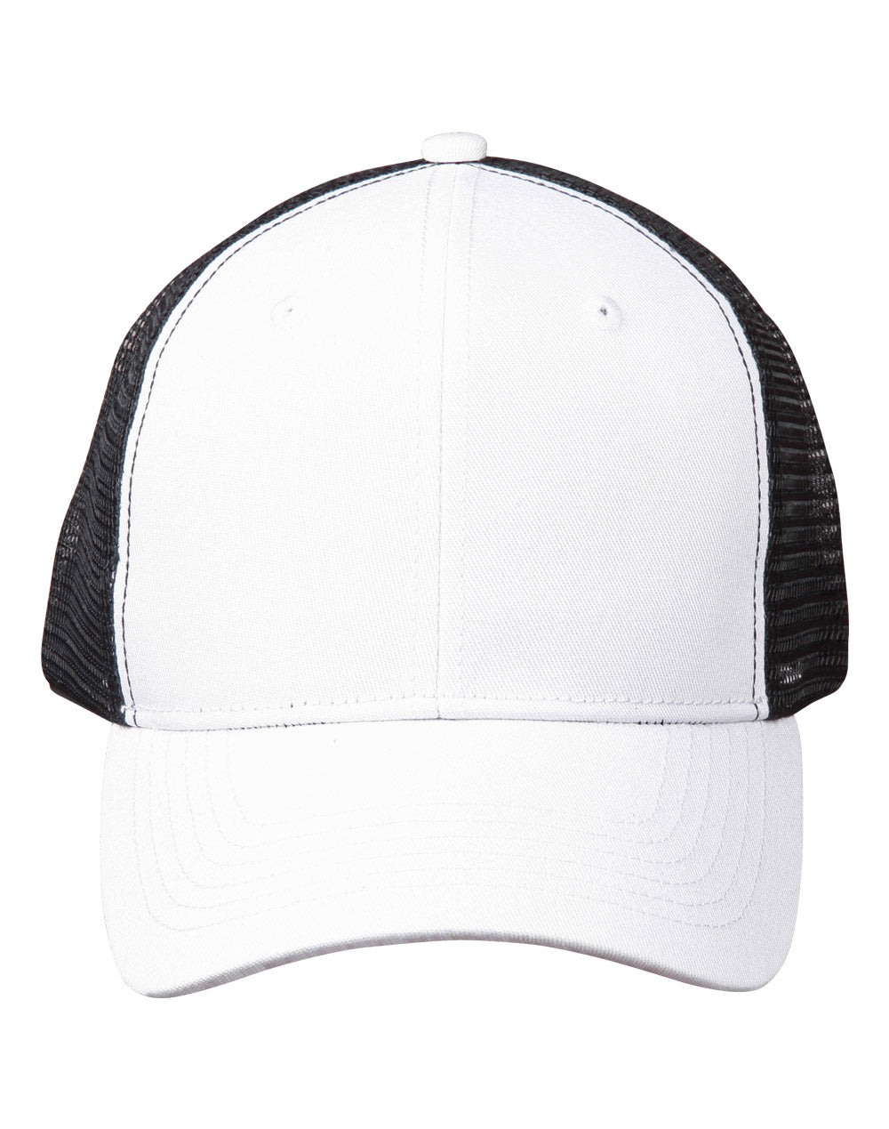 Premium Cotton Trucker Cap - White/Black - Front