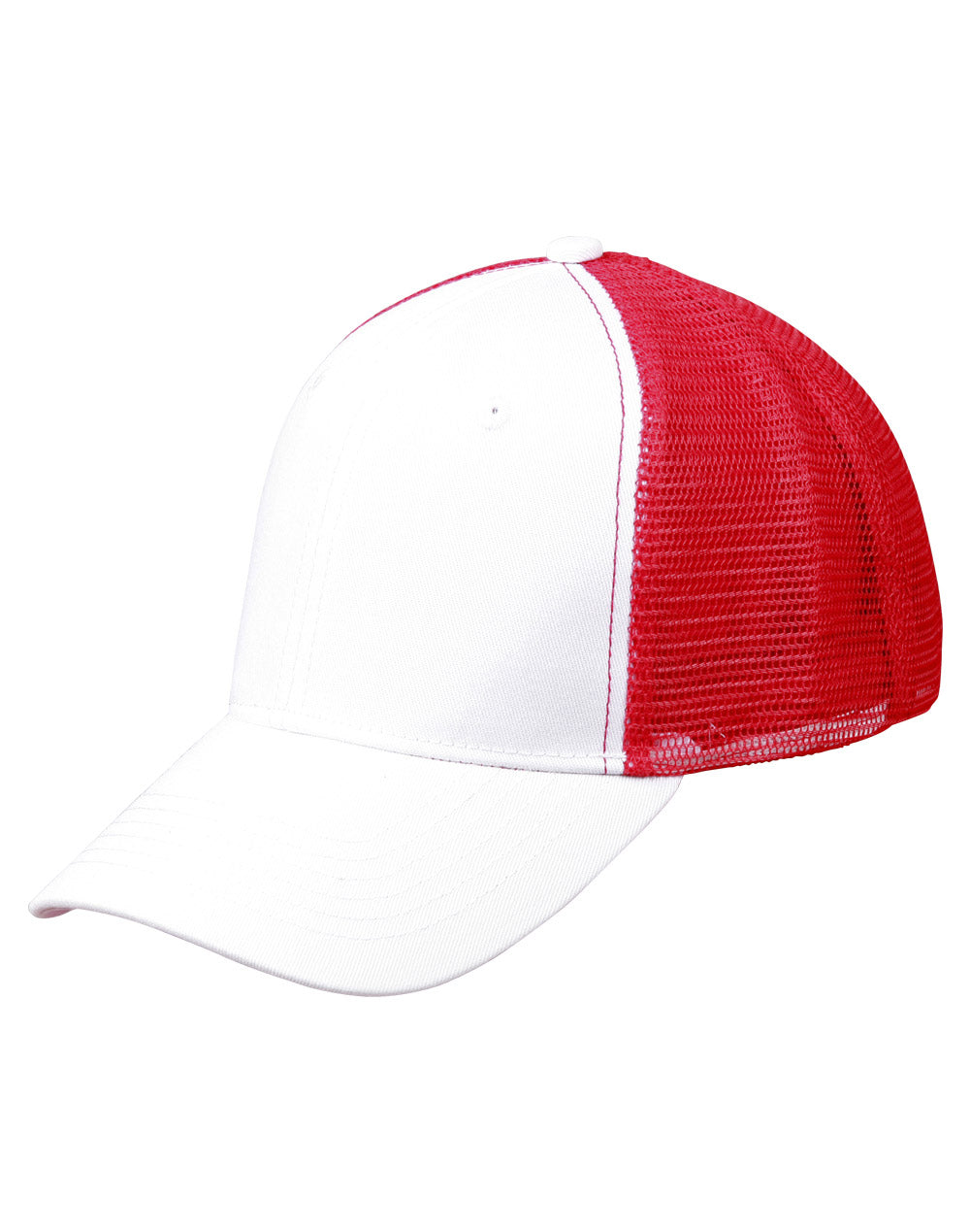 Premium Cotton Trucker Cap - White/Red - View