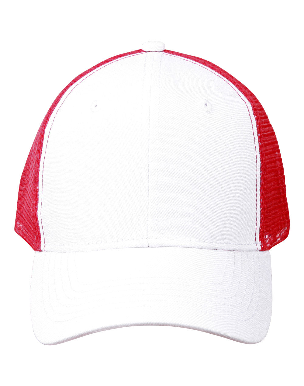 Premium Cotton Trucker Cap - White/Red - Front