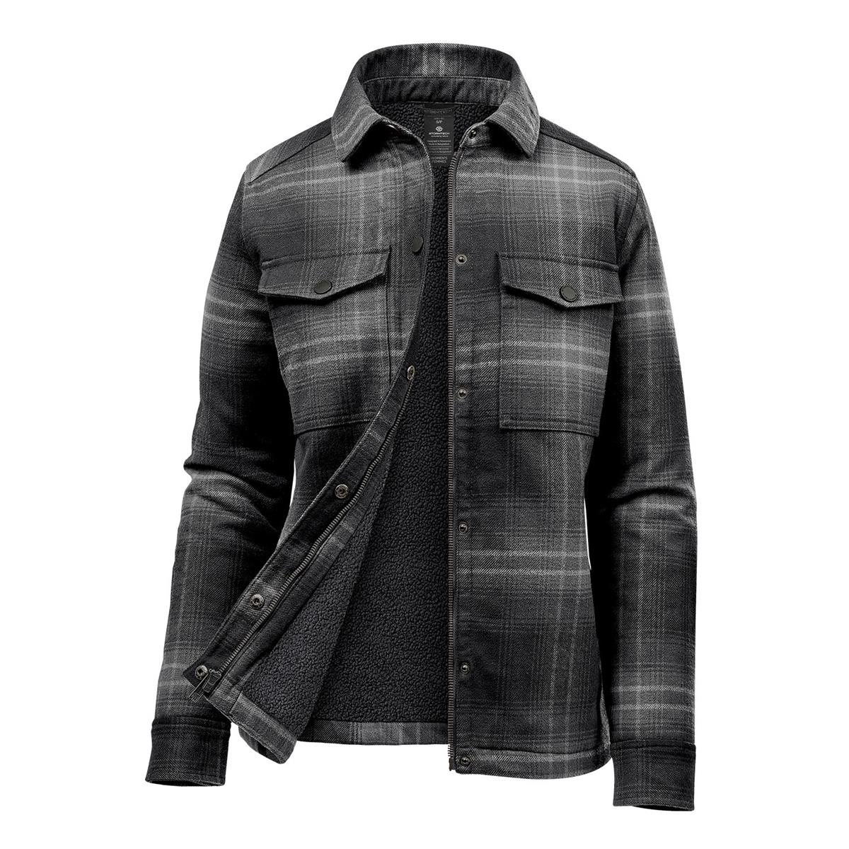 Women's Highland Sherpa Lined Plaid Jacket - Carbon / Black Plaid - Front