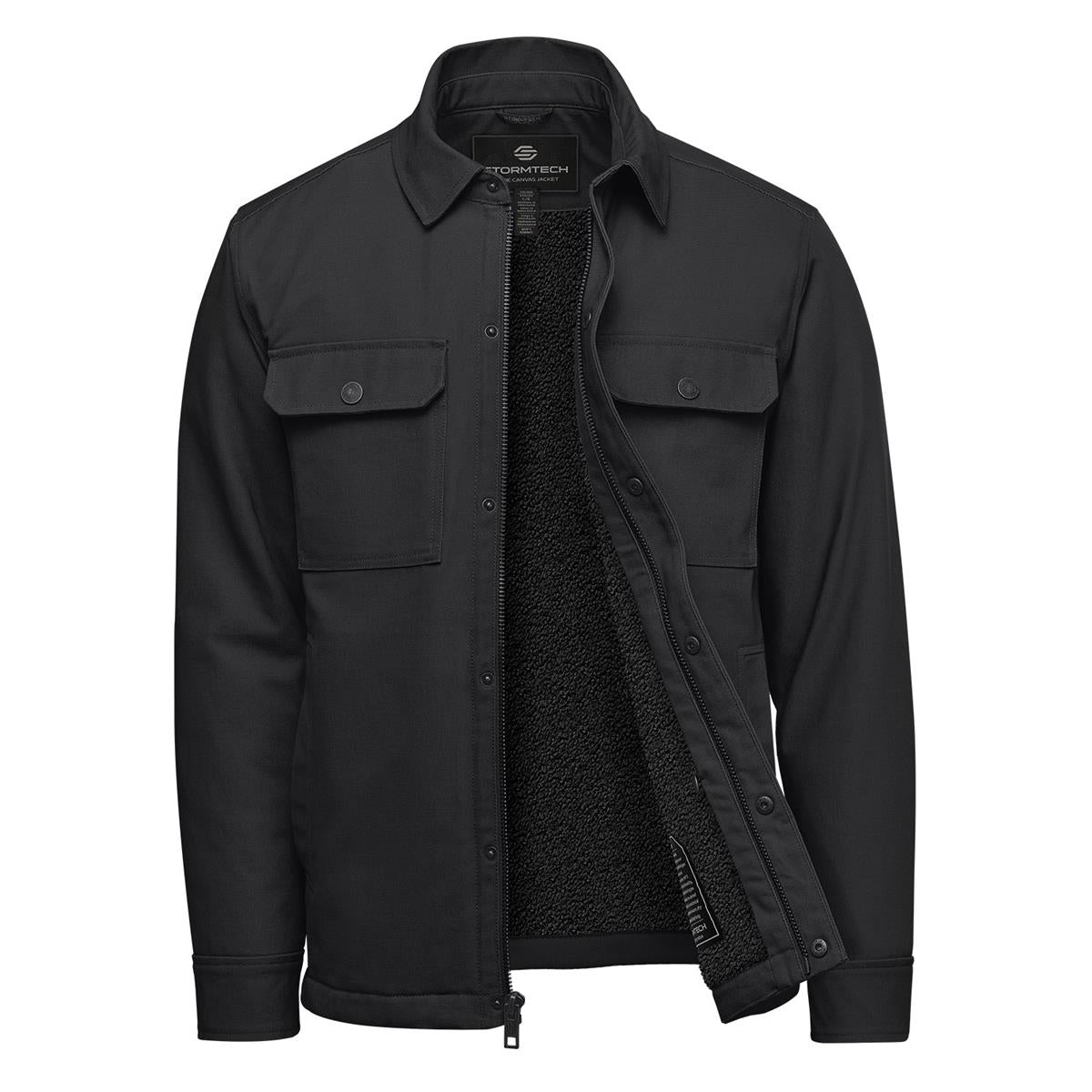 Men's Oxide Sherpa Lined Canvas Jacket - Black - Front