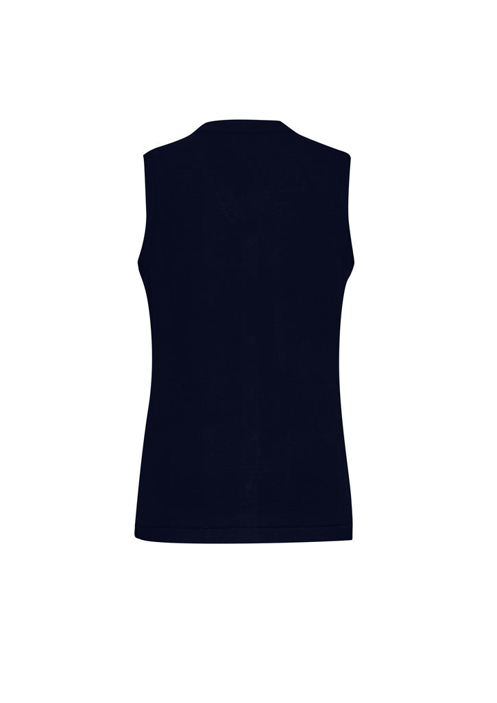 Button Front Womens Knit Vest - Navy - Back