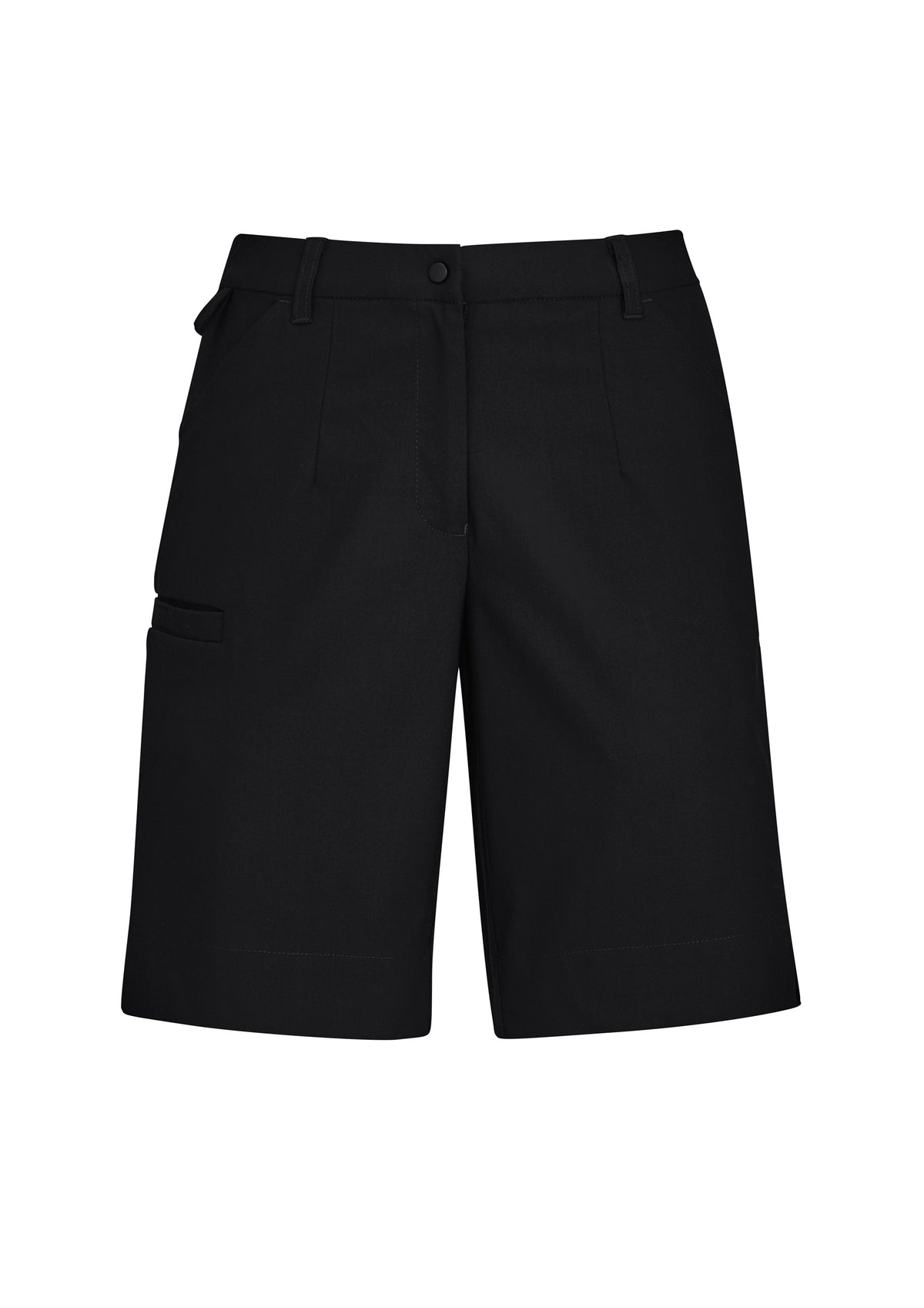 Comfort Waist Womens Cargo Short - Black - Front