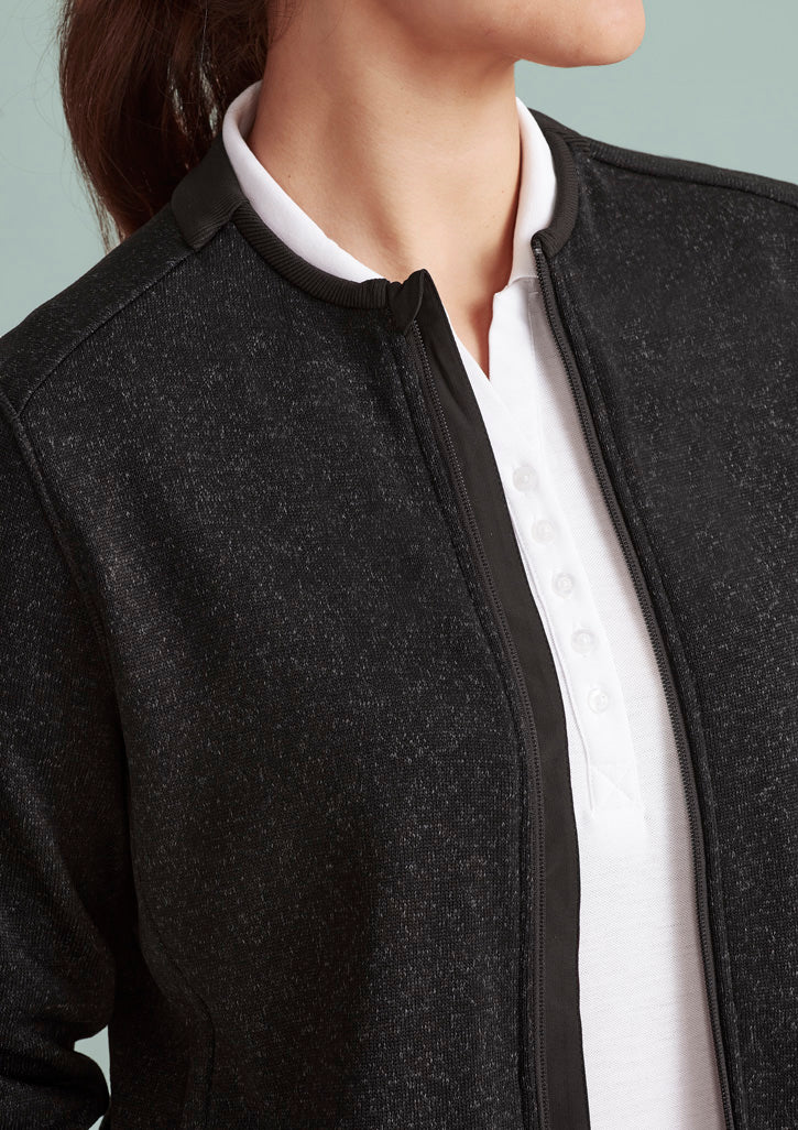 Nova Womens Zip Front Jumper - Black Marle - Model