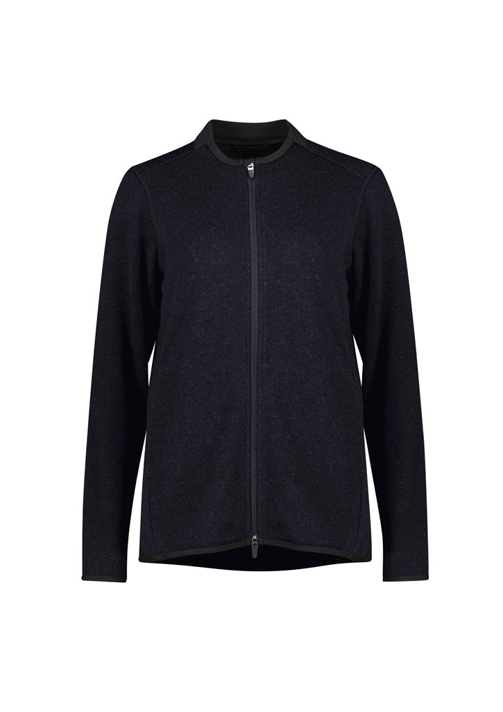 Nova Womens Zip Front Jumper - Navy Marle - Front