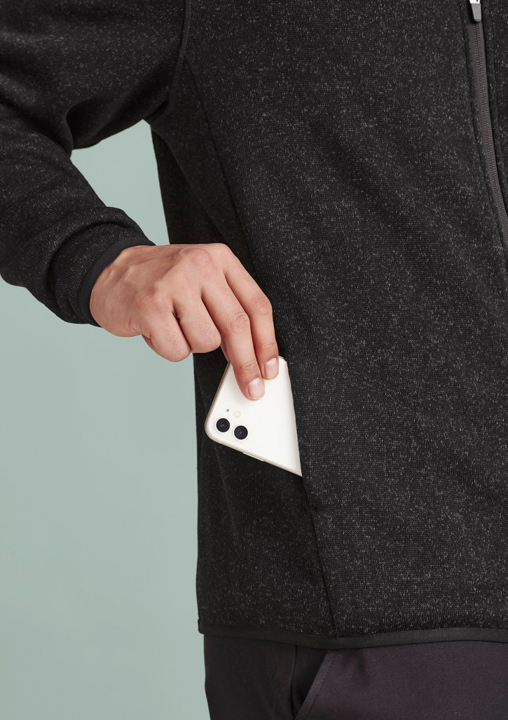 Nova Mens Zip Front Jumper - Black Marle - Model