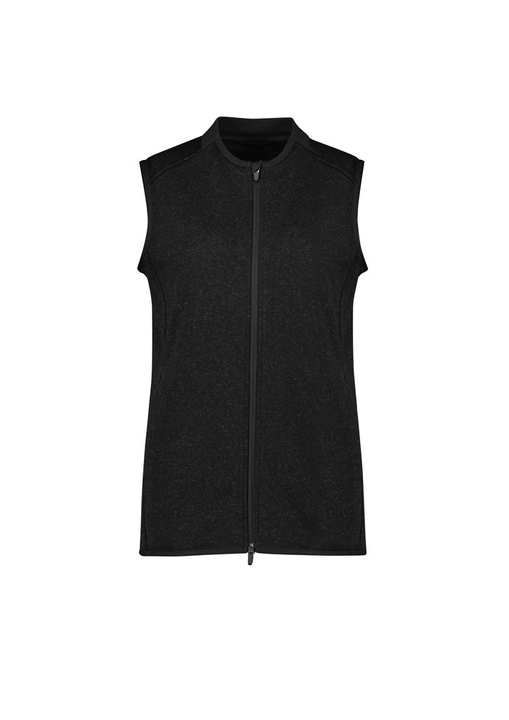 Nova Womens Zip Front Vest - Black Marle - Front