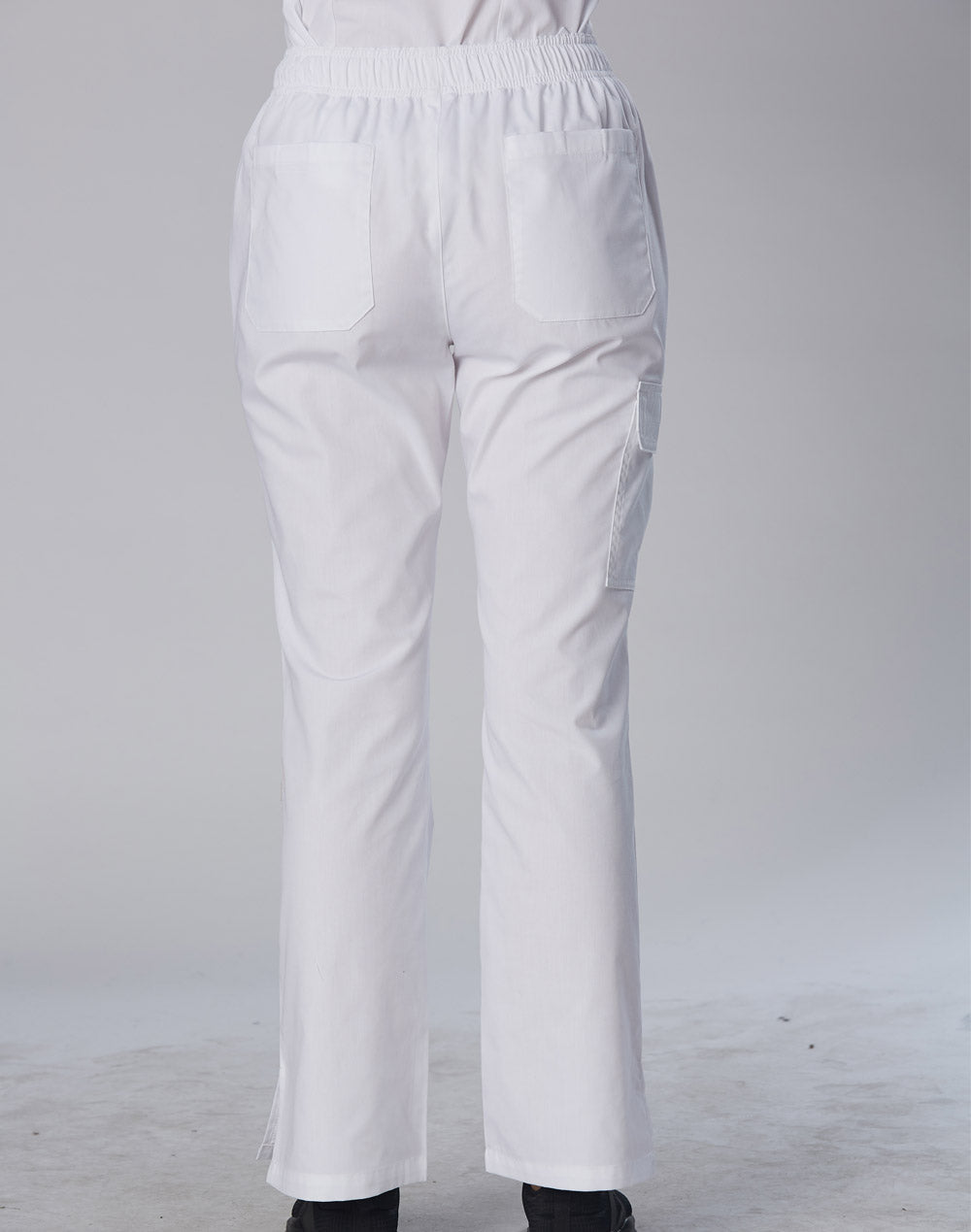 Ladies Functional Chef Pants - White - Back