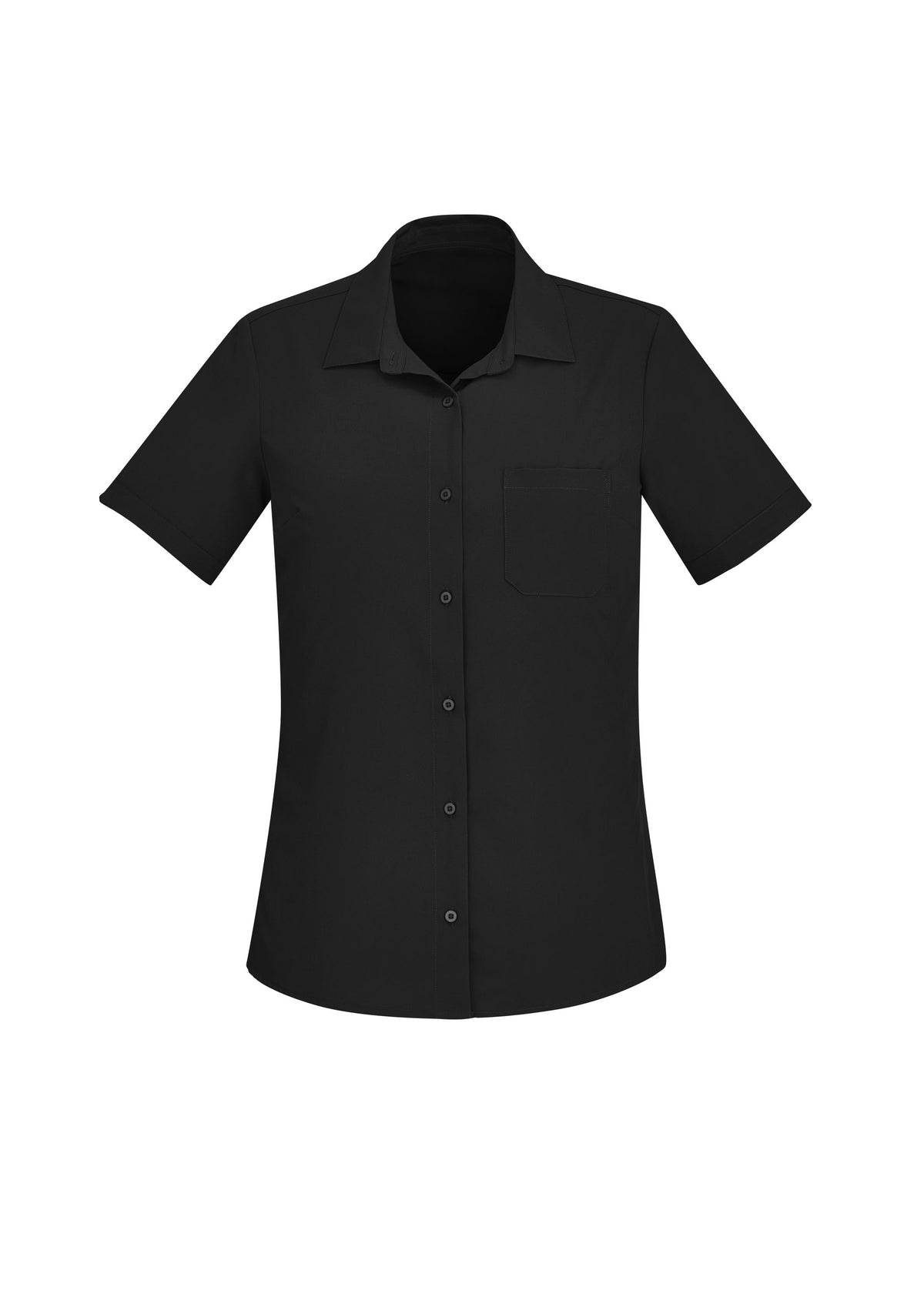 Florence Womens Plain Short Sleeve Shirt - Black - Front